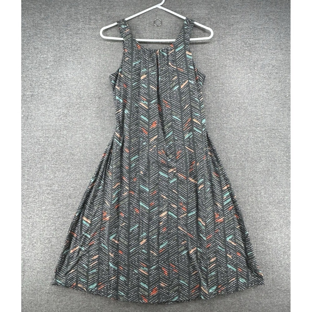 prAna Skypath Dress Women Size Medium Charcoal Gray Geometric Summer